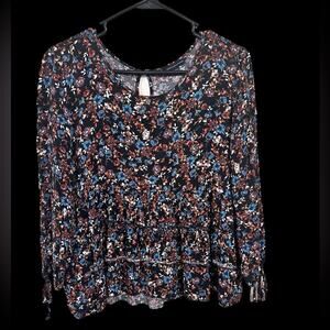 American Eagle Floral Peplum Peasant Top Size Small